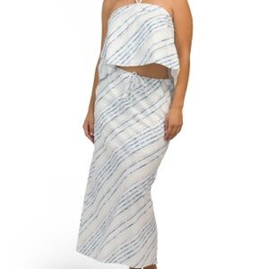 Le Lis Blue & White Striped Linen Maxi Skirt. Excellent Condition. Size XS